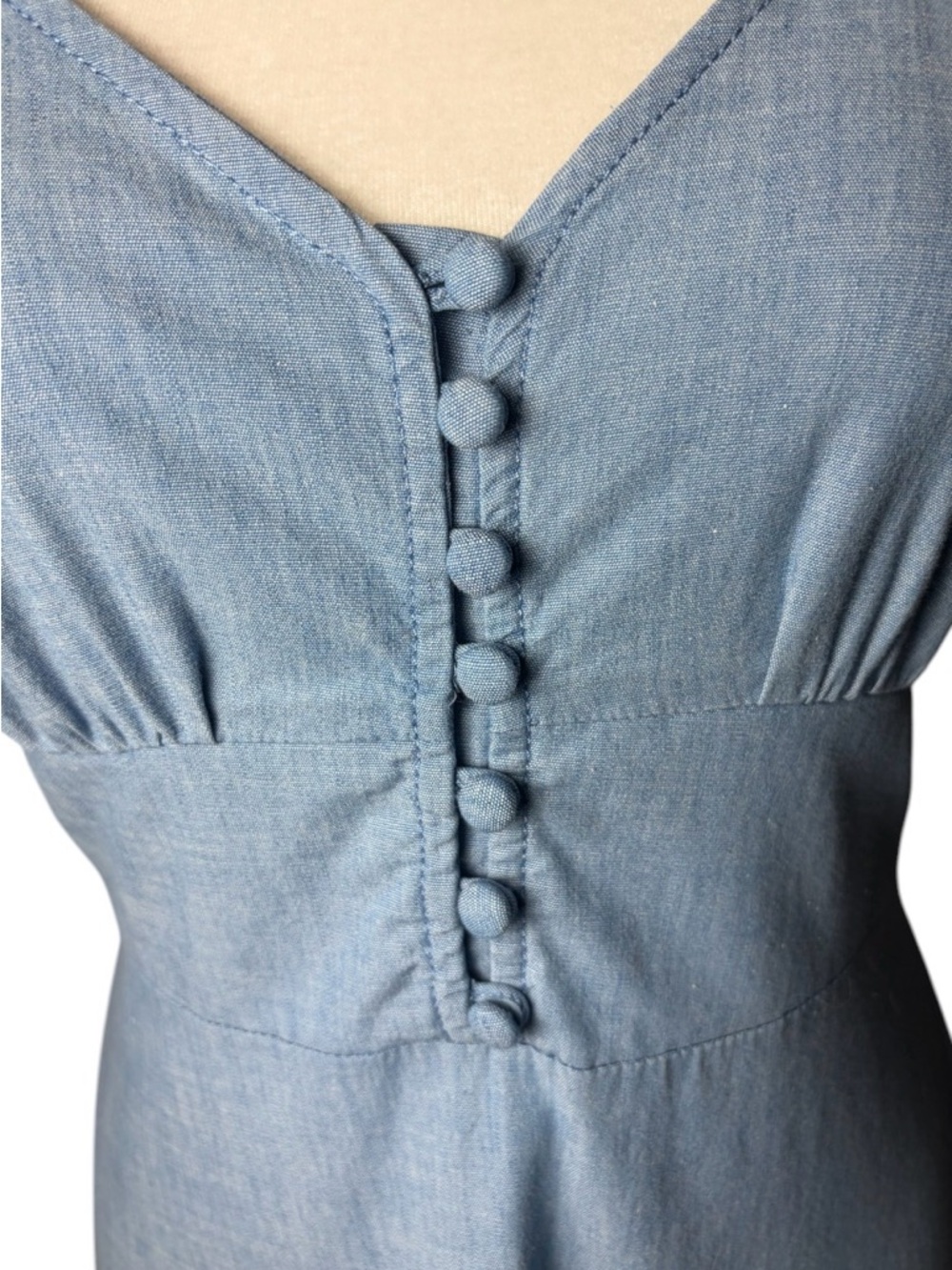 Banana Republic Cotton Cap Sleeve Chambray Mini Dress (Size 4) - Picture 4 of 8